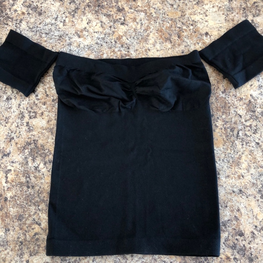 3/$25 - FM tight off shoulder crop black top